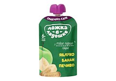 Ложка в Ладошке Uşaqlar üçün Peçenye ilə Alma və Banan püresi 6+ (90q)