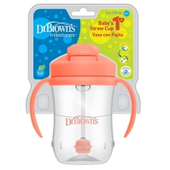 Dr.Brown's Straw Cup Su Butulkası ,270 ml ,6ay+ Narıncı