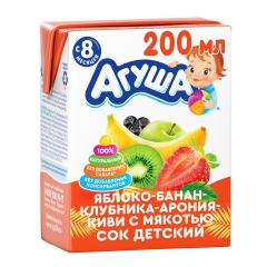 AQUSA SOK200GR YABLOKO BANAN KLUBNIKA