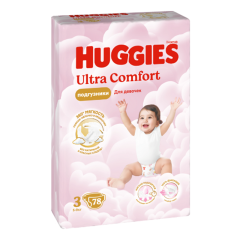 Huggies Ultra Comfort 3 Mega Qız Uşaqları üçün Bez 78əd