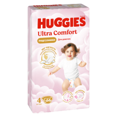 Huggies Ultra Comfort Mega 4 Qız Uşaqları üçün Bez 8-14kq 66əd