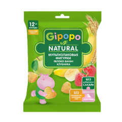 Детские Мультизлаковые Фигурки Gipopo с Яблоком, Бананом и Клубникой 12мес+ (21гр)