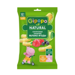 Детские Кукурузные Палочки Gipopo с Яблоком и Ягодами 12мес+, 20 гр