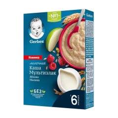 Gerber Uşaqlar üçün Südlü Çox Taxıllı Alma vı Moruqlu Sıyıq 6ay+