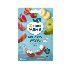 FrutoNyanya Uşaqlar üçün Alma Çiyələk və Bananlı Meyvə Parçaları 15qr (12ay+)