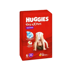 Huggies Dry Expert Mega 6 Birdəfəlik Uşaq Tuman Bezləri (15-25 kq), 36 ədəd)