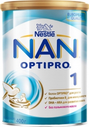 NAN® 1 Optipro Tozdan hazırlanmış körpələr üçün süd qarışığı, 400 qr